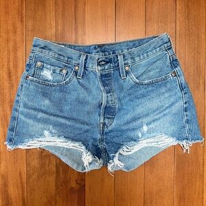 Levi's 501 Distressed Blue Jean Shorts - W29
